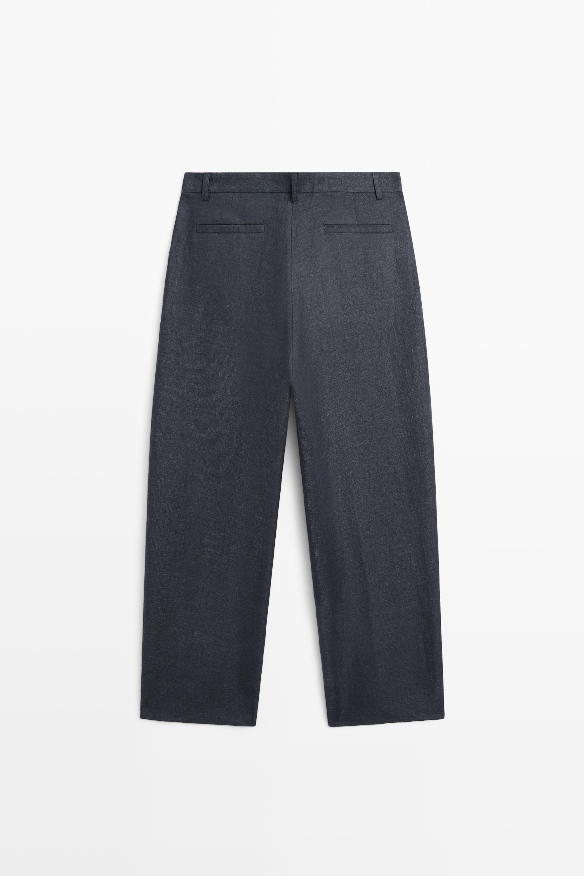 100% linen total look melange trousers